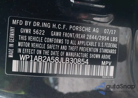 2018 Porsche Macan S from USA, damaged, VIN WP1AB2A58JLB30854